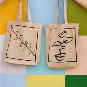 Beige Plant Tote Bag!! Super Cute!